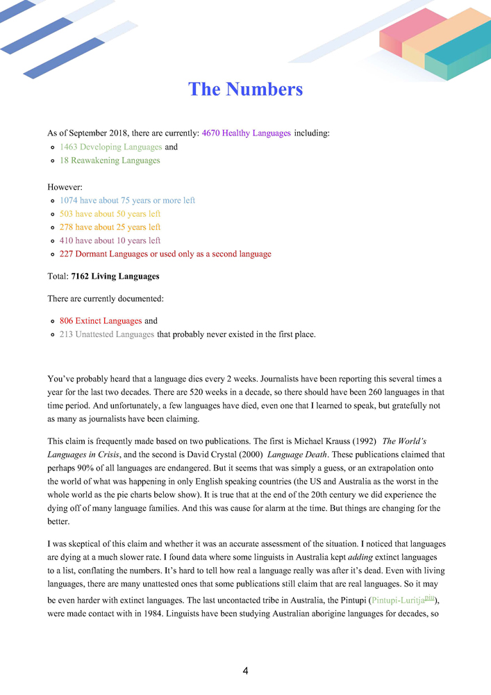 Glossika Language Vitality Report 2018-2 Glossika Language Vitality Report 2018-2